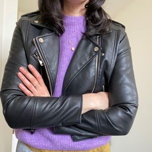 Fake black leather leather jacket